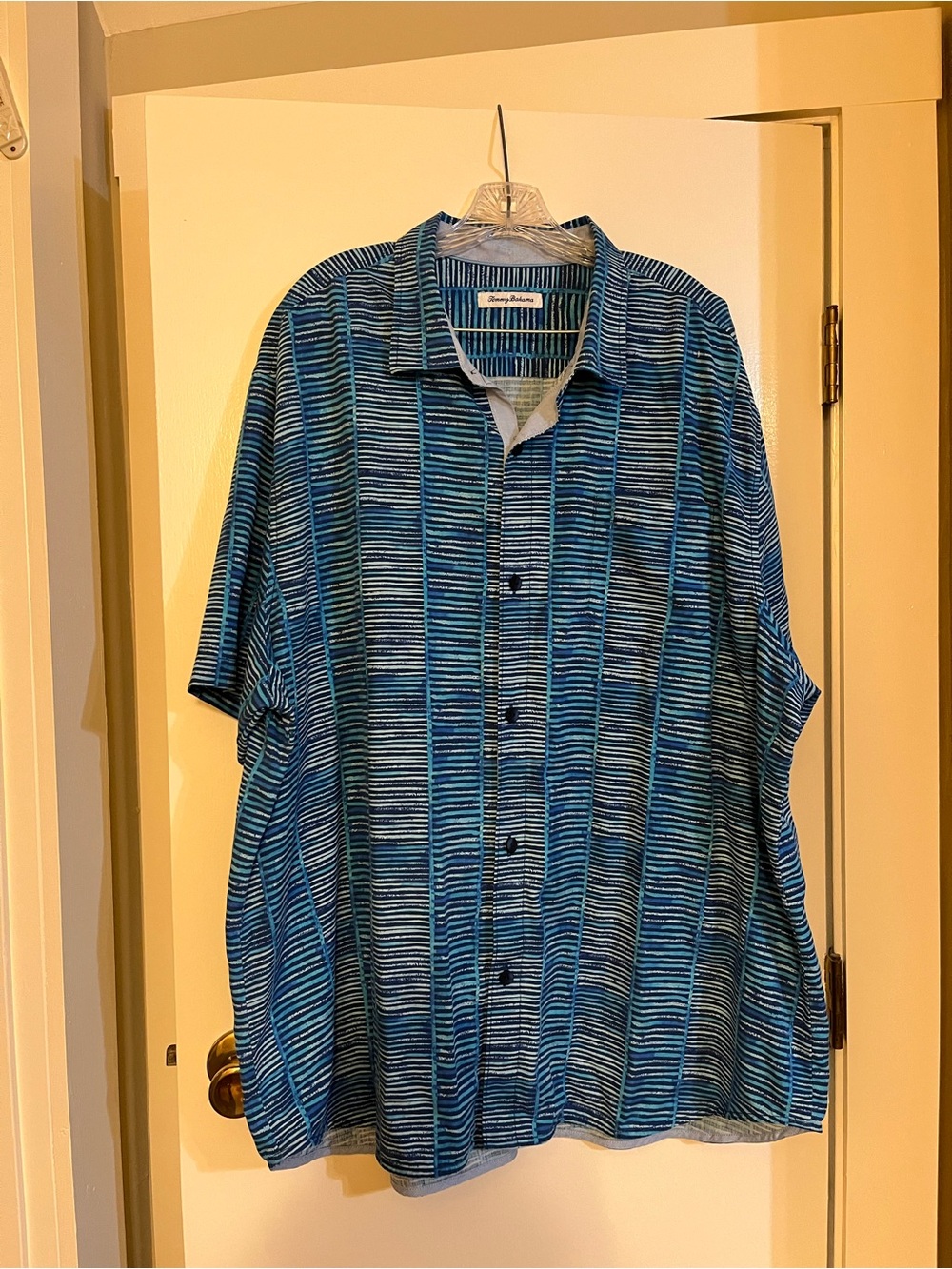 Tommy Bahama Blue Striped Camp Collar Button-Up Shirt